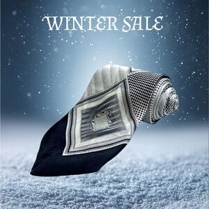 MEN'S NECKTIE - BIELLA { TOTAL LENGHT: 61 " } SILVER & WHITE